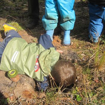 Um die Schichten zu sehen, wurde ein tiefes Loch gegraben. Ob's da noch weit bis Australien ist? Um die Schichten zu sehen, wurde ein tiefes Loch gegraben. Ob's da noch weit bis Australien ist?